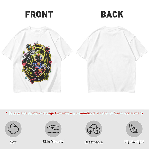Olive T-Shirt With Neon Sailor Moon Graphic Print
