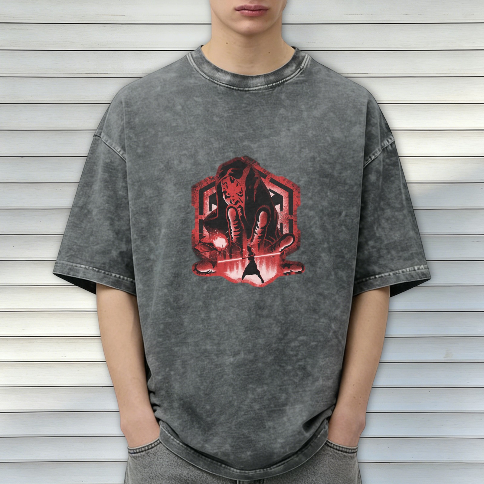 Star Wars Sith Character Graphic Acid Wash Black T-Shirt