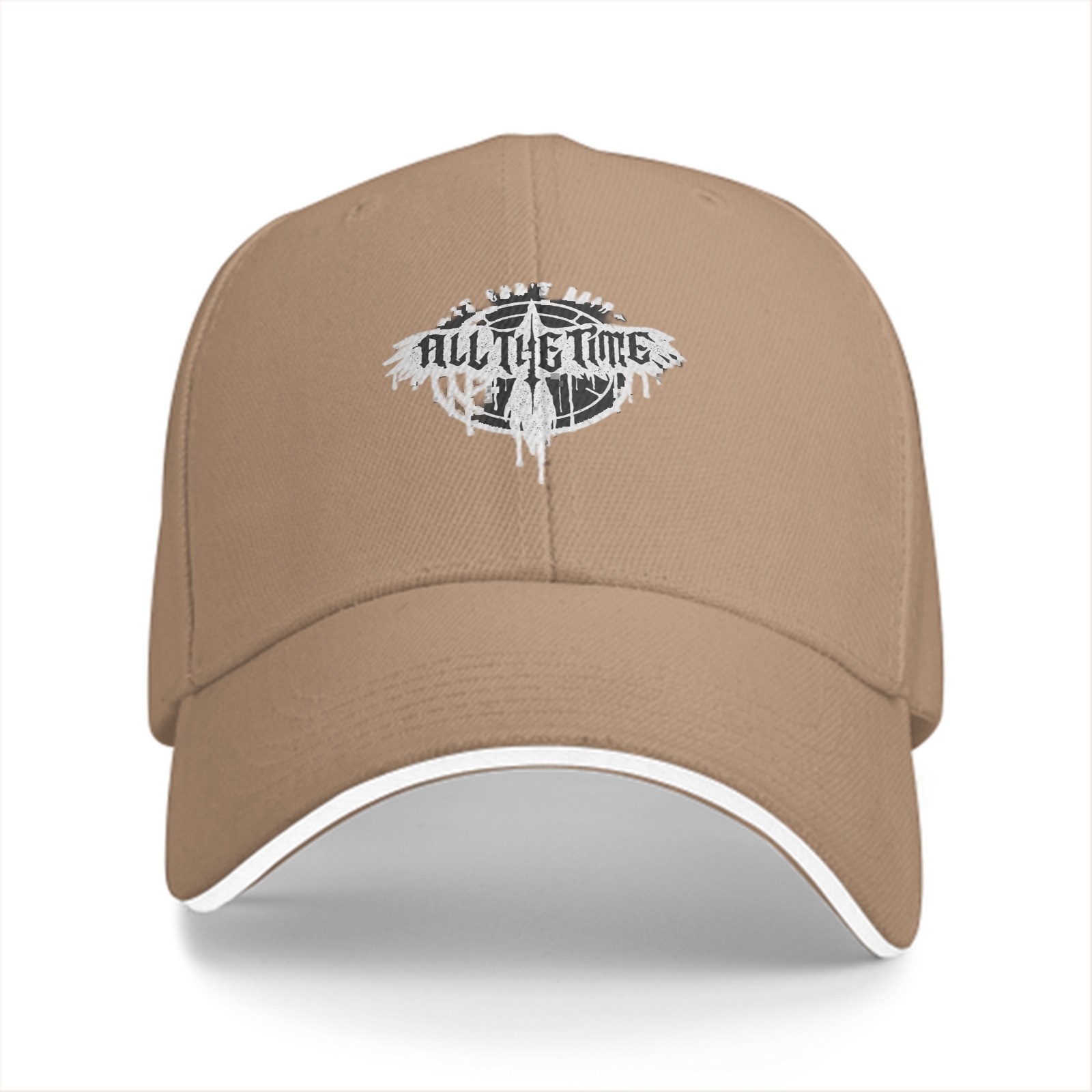 Black baseball cap with 'All The Time' graphic print