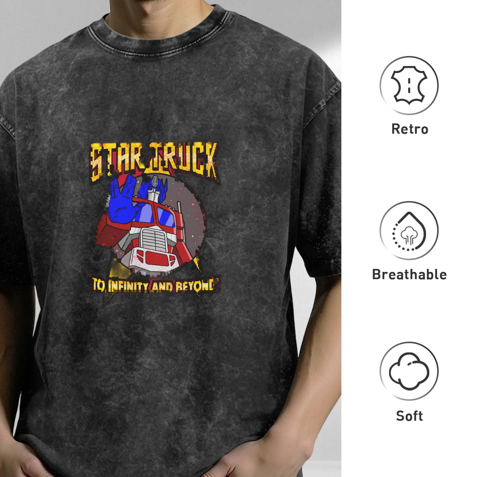 Star Truck To Infinity And Beyond Graphic Acid Wash T-Shirt