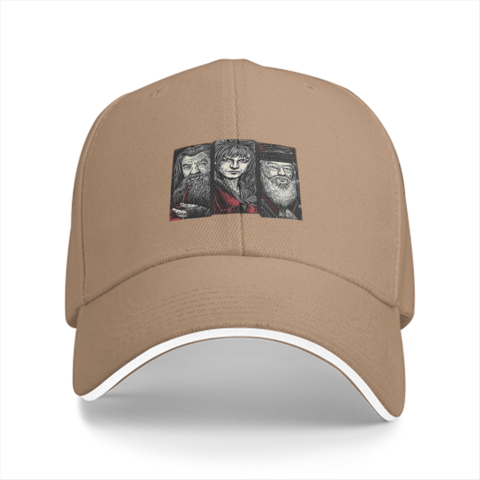 Black Baseball Cap With Fantasy Wizard Character Art Print