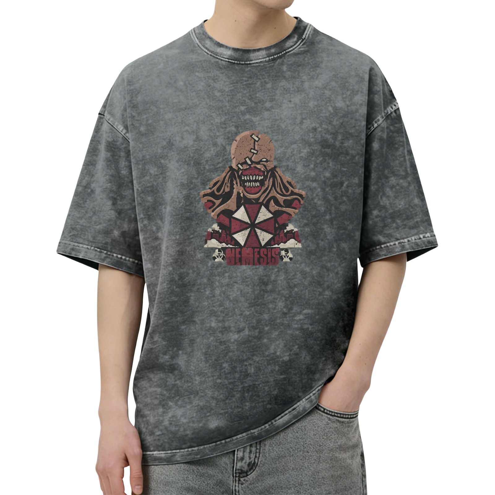 Resident Evil Nemesis Graphic Acid Wash T-Shirt