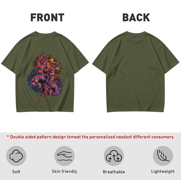 Olive T-Shirt With Stylized Ninja Turtle Warrior Graphic