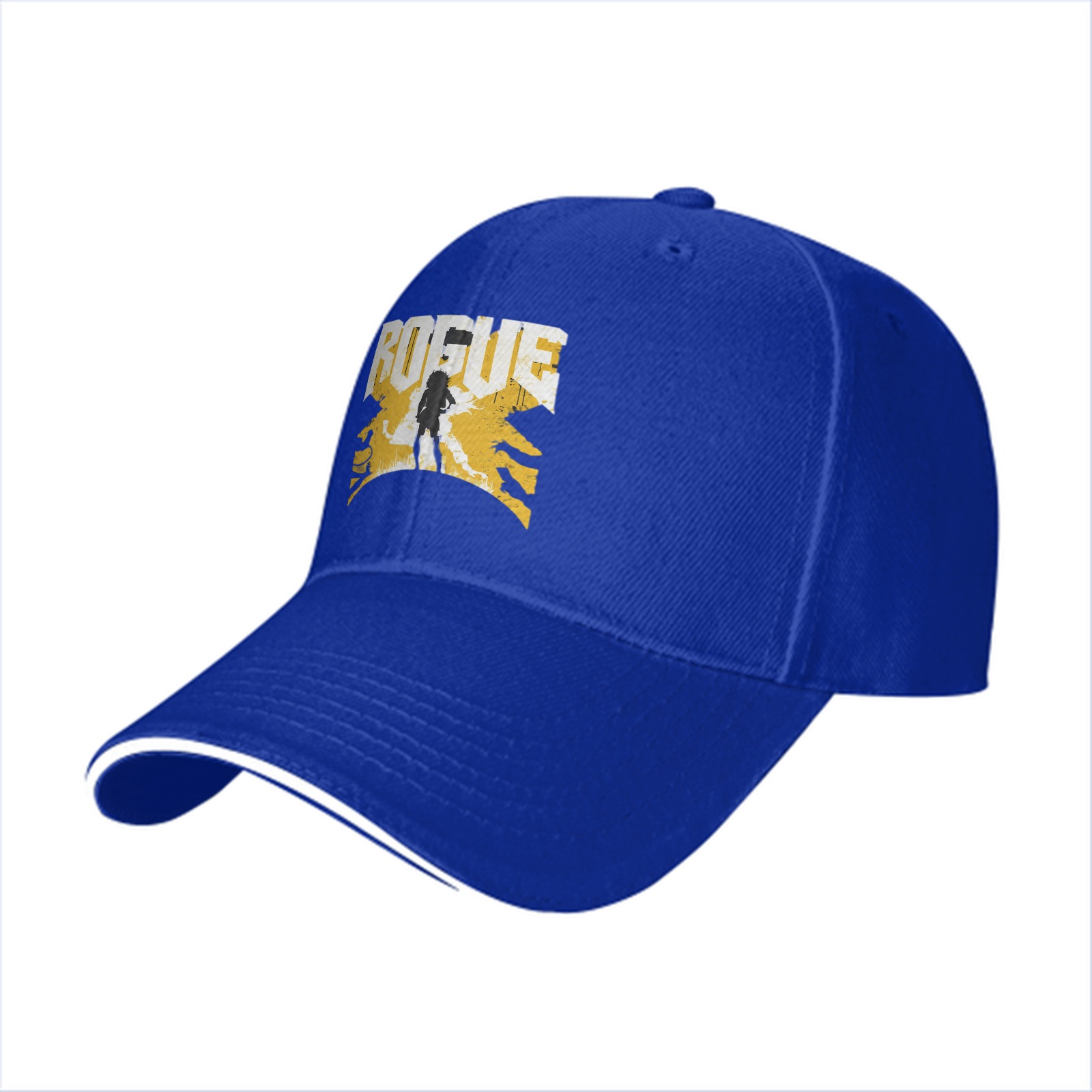 Black baseball cap with ROGUE text and silhouette graphic