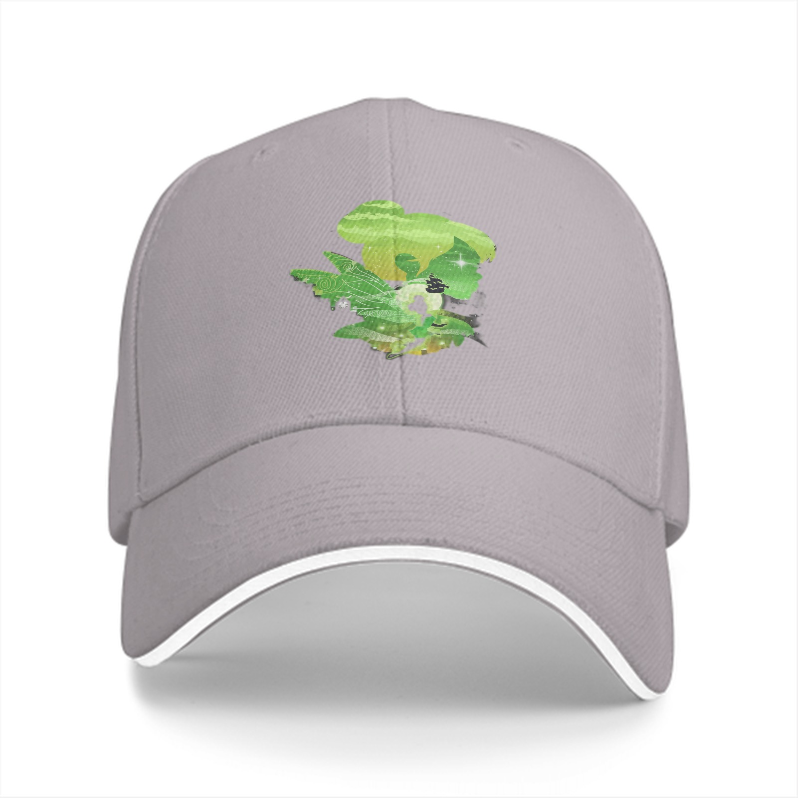 Black Baseball Cap With Green Fairy Silhouette Graphic