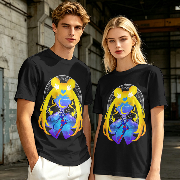 Olive T-Shirt with Sailor Moon Themed Graphic Print