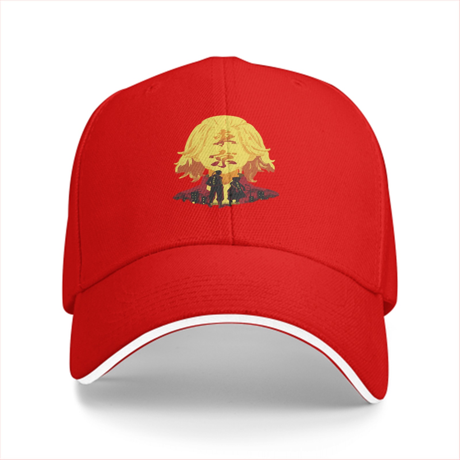 Black baseball cap with Tokyo Revengers anime graphic print