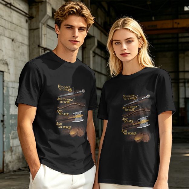 Olive T-Shirt with Fantasy Weapon Quote Print