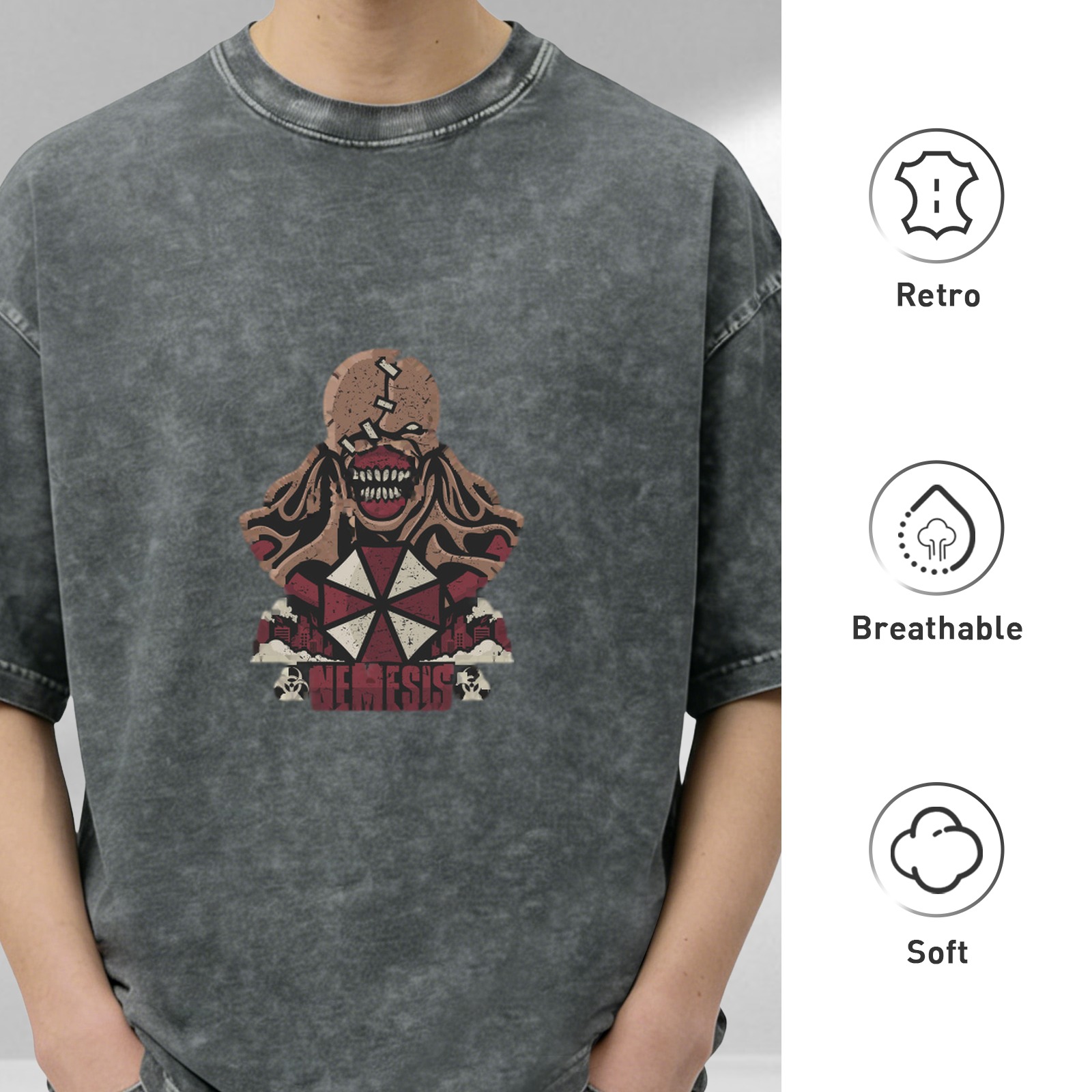Resident Evil Nemesis Graphic Acid Wash T-Shirt