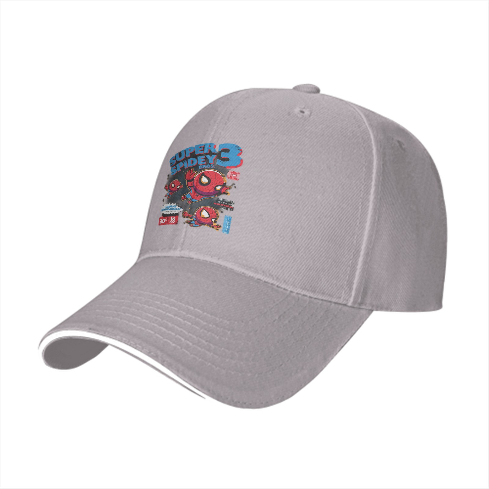 Black Baseball Cap With Super Spidey 3 Graphic Print