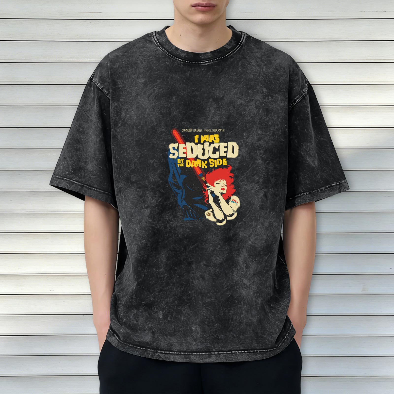 I Was Seduced By The Dark Side Star Wars Inspired Vintage Wash Graphic T-Shirt
