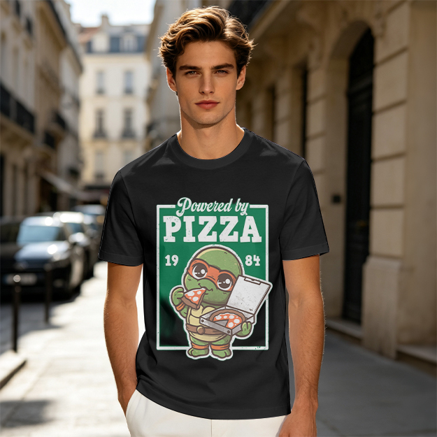 Powered by Pizza 1984 Cute Ninja Turtle T-Shirt