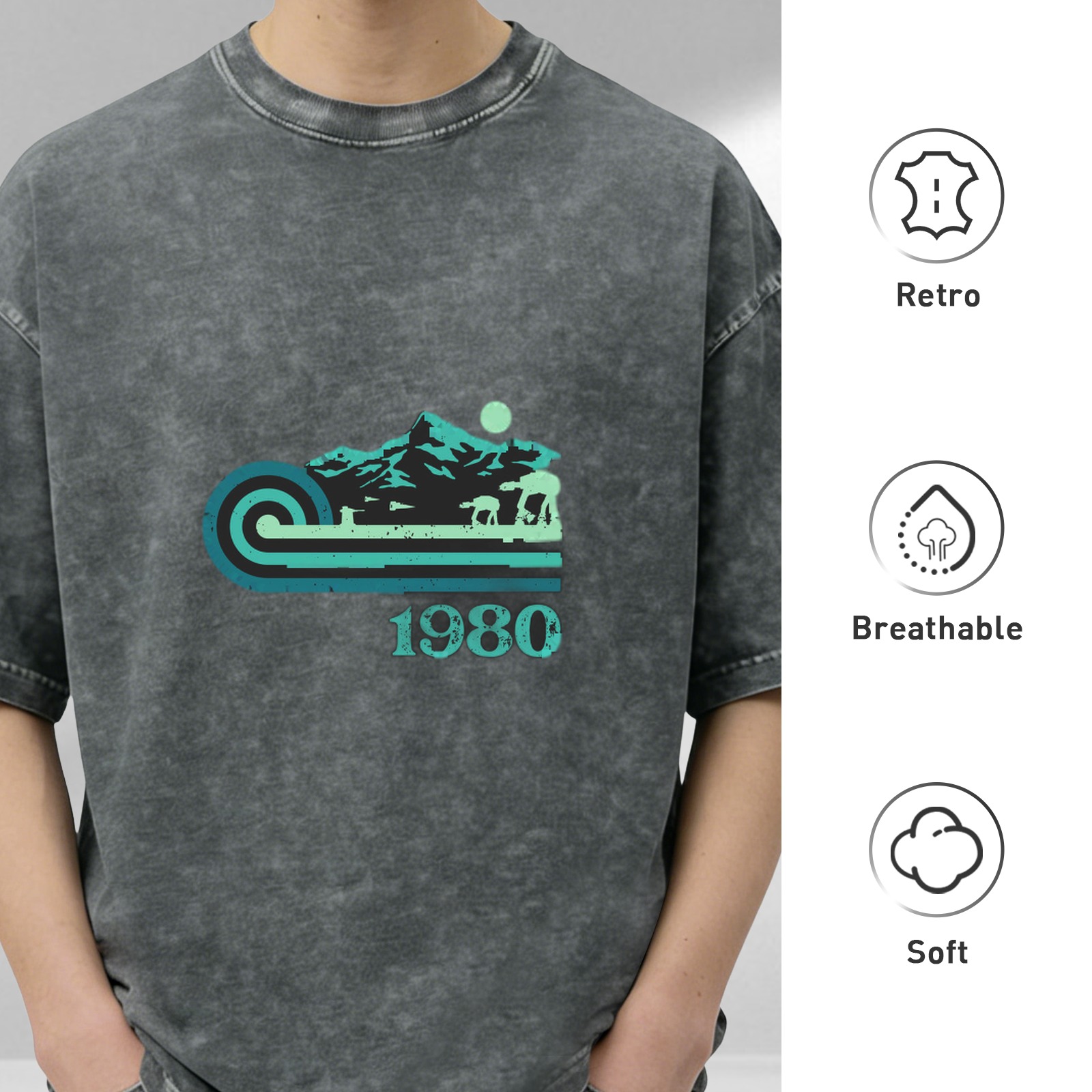 1980 Star Wars Hoth Scene Stonewashed Oversized T-Shirt