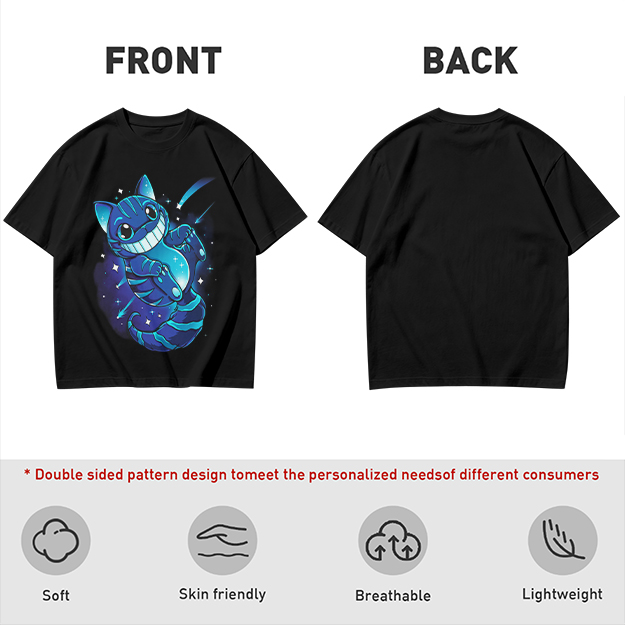 Olive T-shirt with Galaxy Cheshire Cat Graphic Print