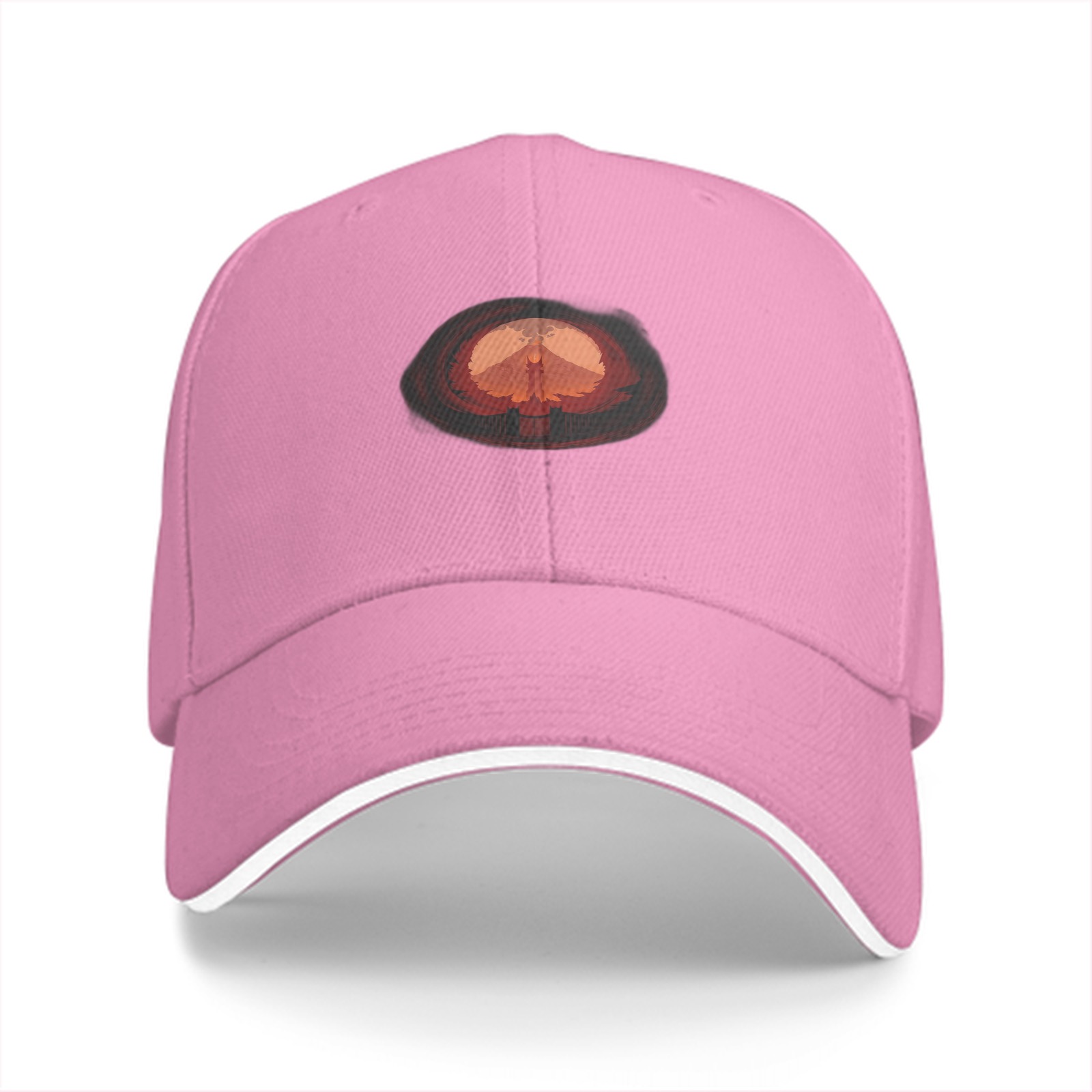 Black Baseball Cap with Volcanic Mushroom Cloud Graphic