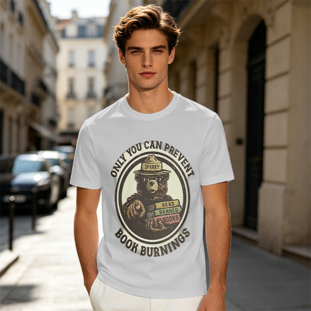 Only You Can Prevent Book Burnings Bear T-Shirt Art