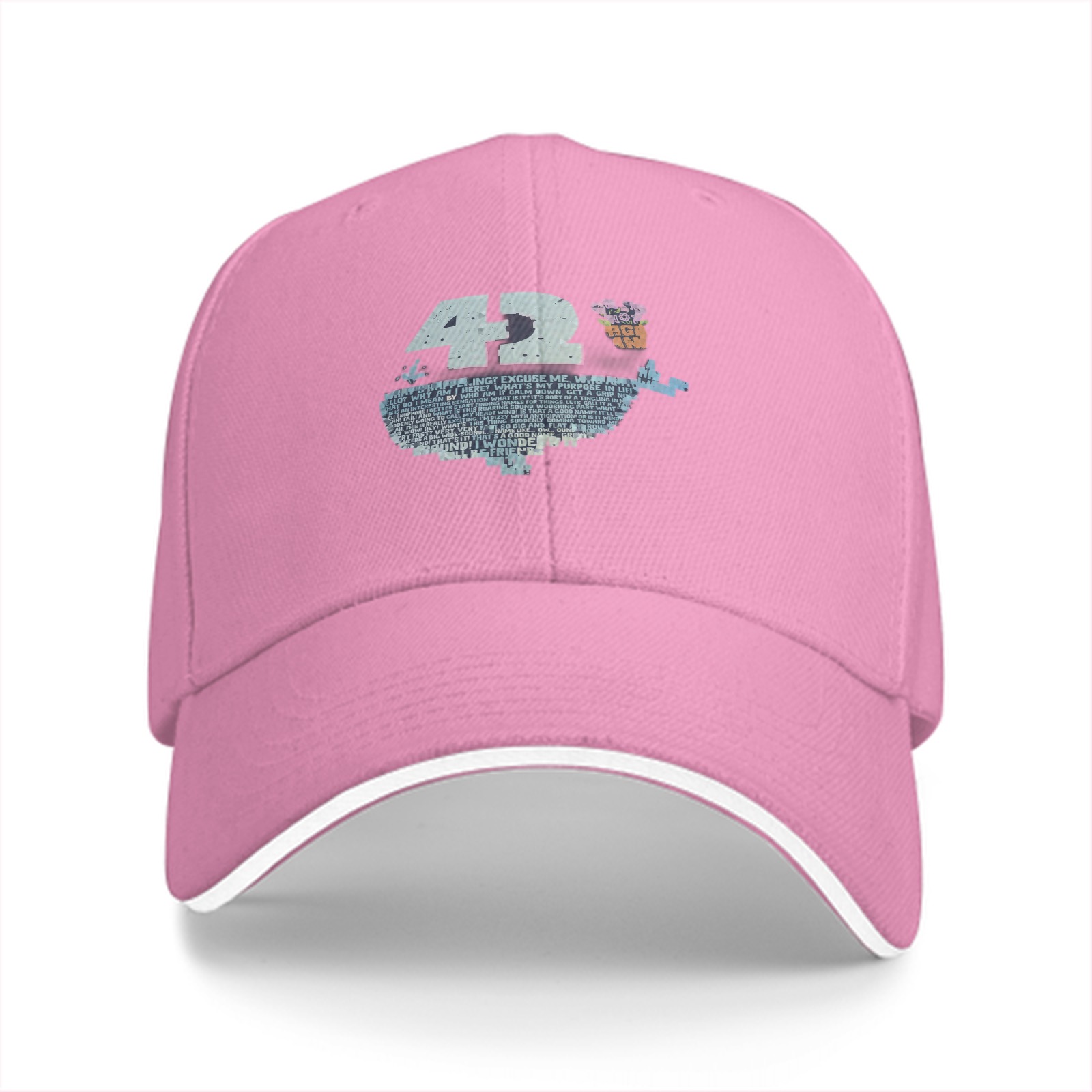 Black baseball cap with 42 and whale graphic print
