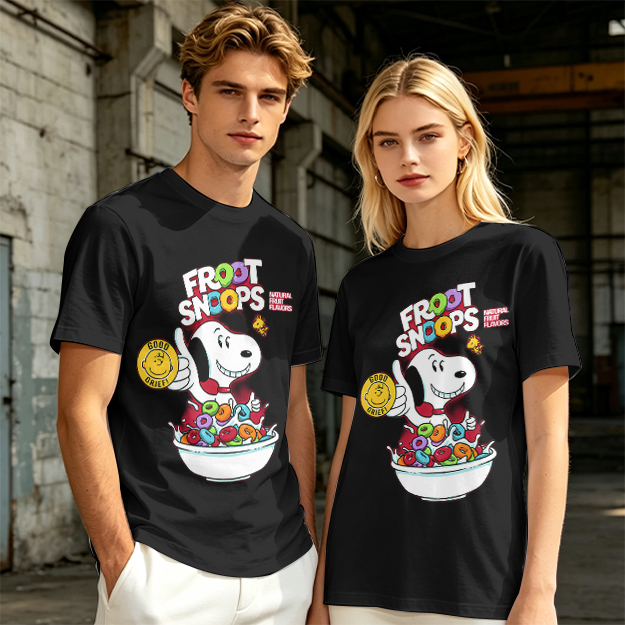 Olive T-Shirt with Snoopy Froot Snoops Cereal Bowl Graphic