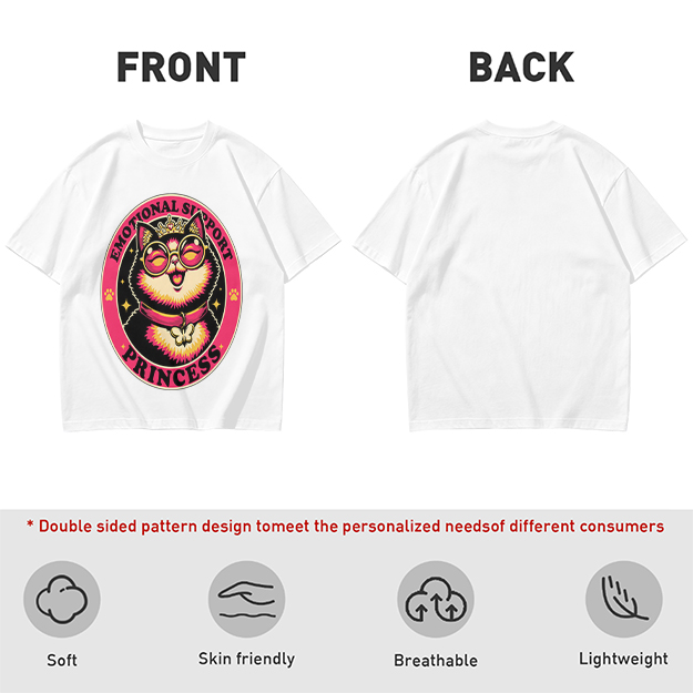 Emotional Support Princess Cat Graphic T-Shirt