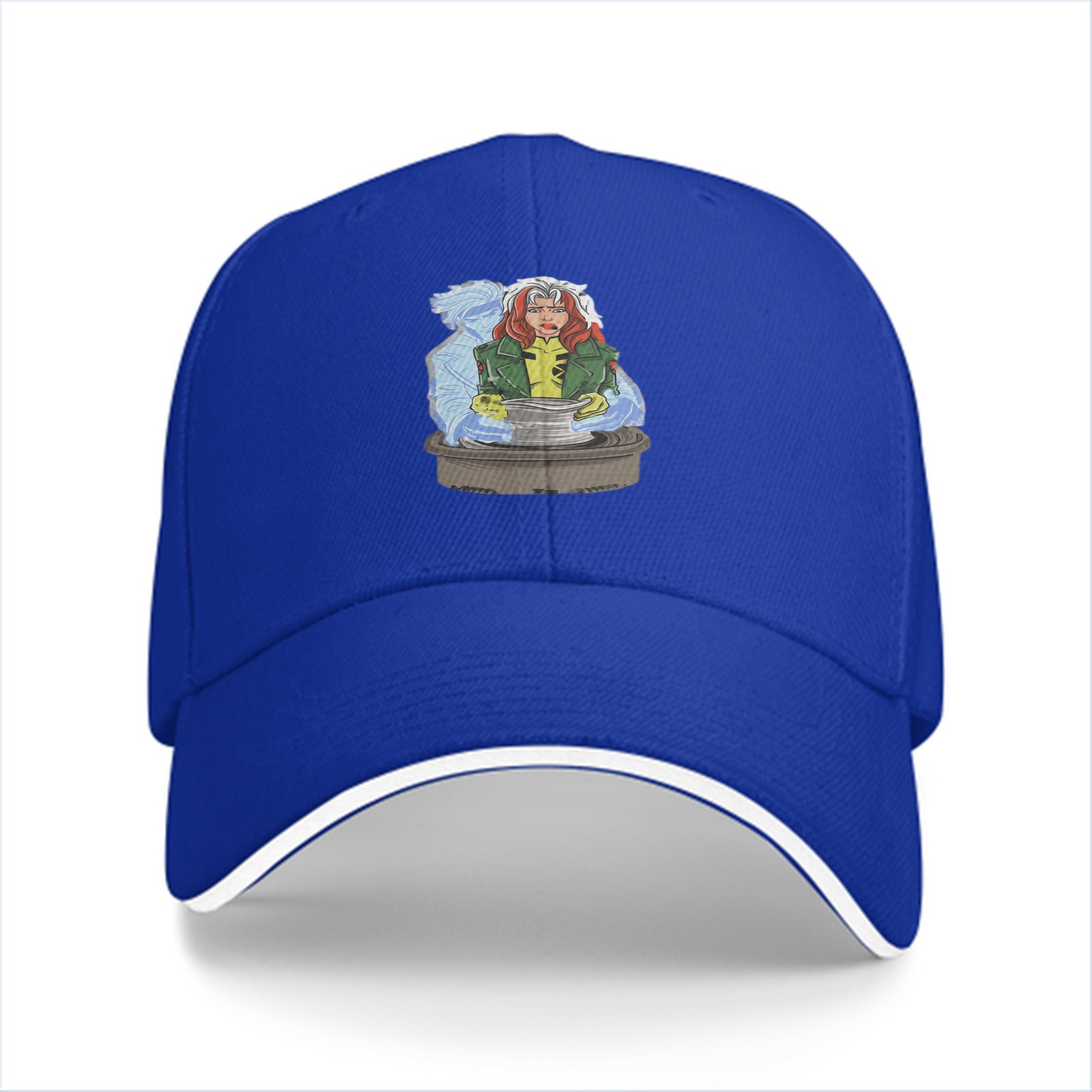 Black baseball cap with X-Men Rogue character graphic print