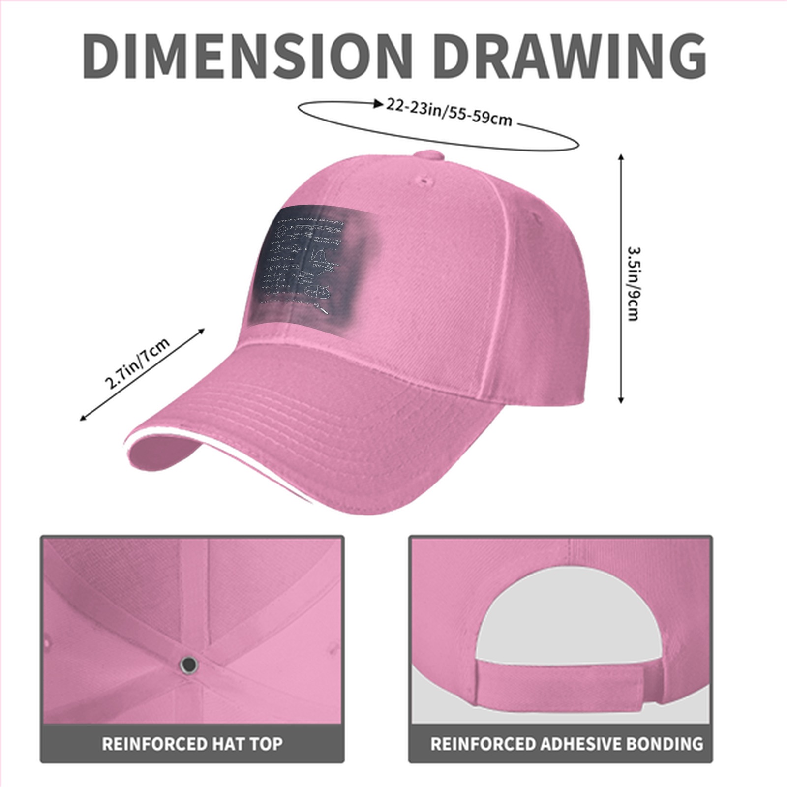 Black Baseball Cap with Math Science Formula Print