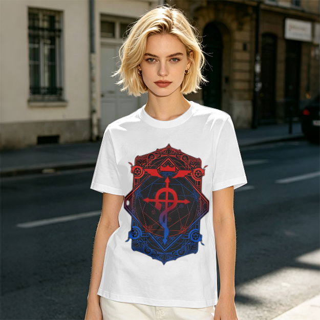 Olive T-Shirt with Fullmetal Alchemist Transmutation Crest Print