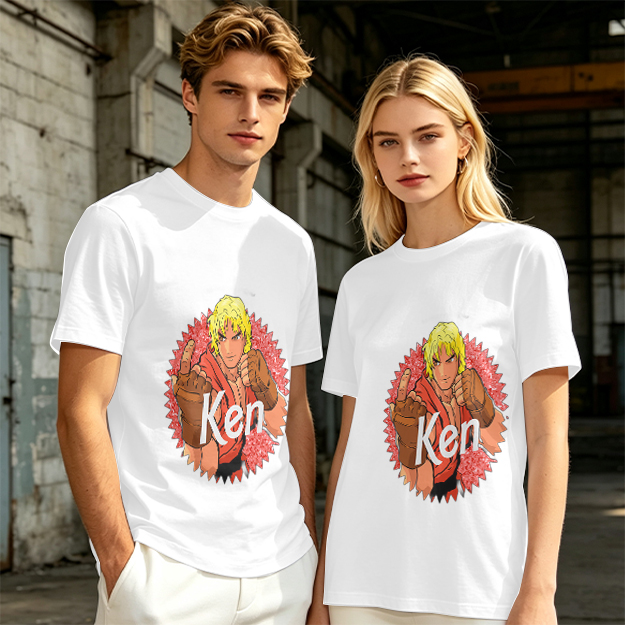 Olive T-shirt with Street Fighter Ken Graphic Print