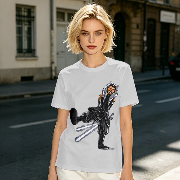 Olive T-Shirt Featuring Ahsoka Tano With Lightsabers