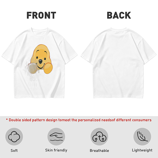 Olive T-shirt with cute Winnie the Pooh face graphic