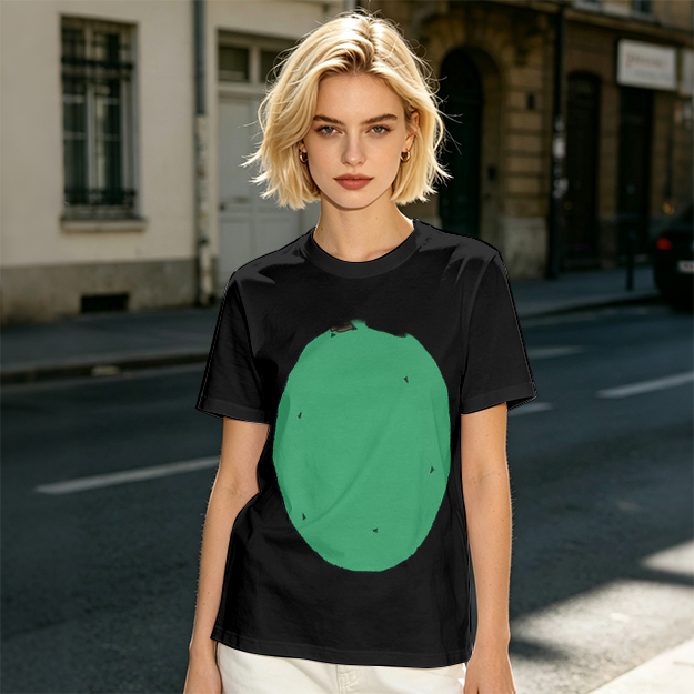 Olive Green T-Shirt With Simple Green Oval Graphic Print
