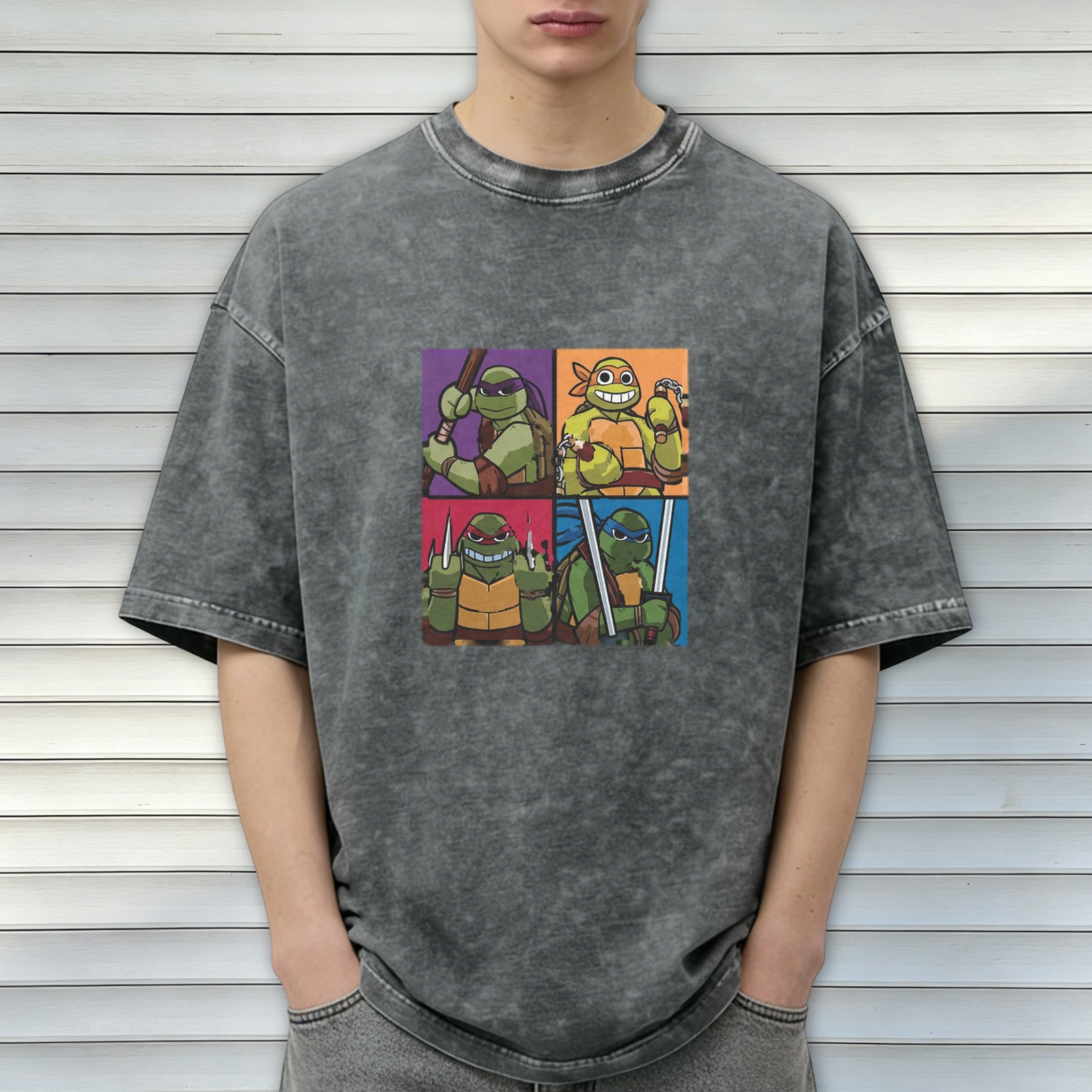 Teenage Mutant Ninja Turtles Graphic Oversized Acid Wash T-Shirt