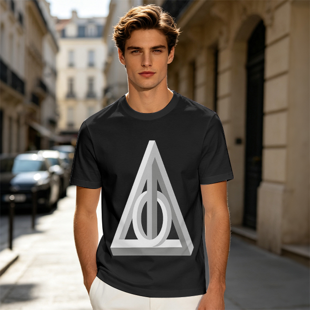 Olive T-shirt with 3D Deathly Hallows Symbol Print