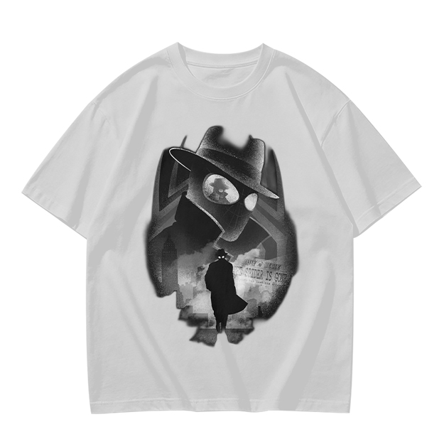 Olive T-Shirt With Noir Detective Silhouette Graphic Print