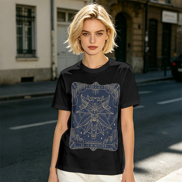 Olive Green Witcher Medallion Graphic T-Shirt