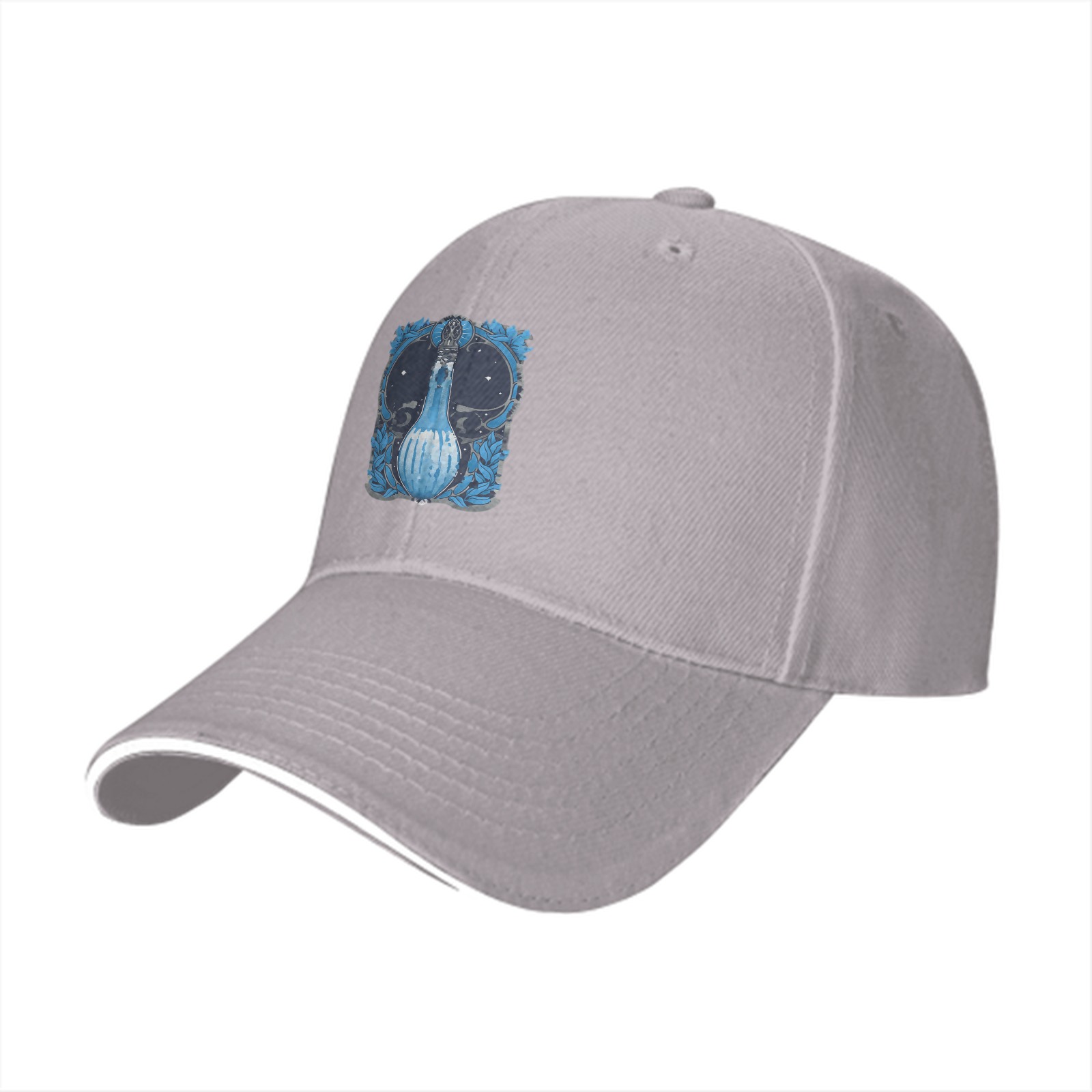 Black Baseball Cap With Blue Celestial Bottle Crest Print