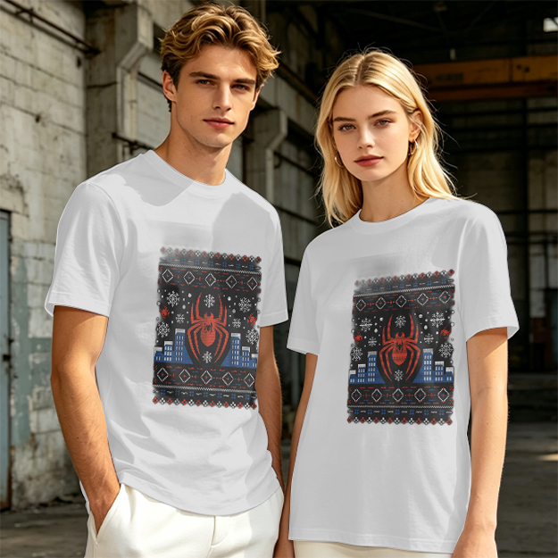 Olive T-Shirt with Spider-Man Christmas Holiday Print