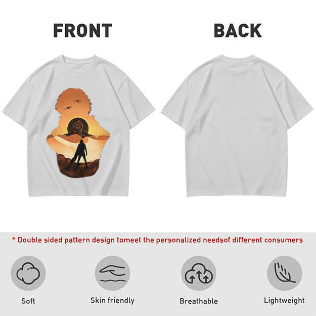 Olive Green T-Shirt With Desert Sunset Silhouette Graphic