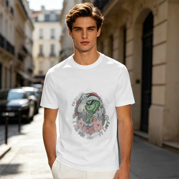 Olive Green Grinch Christmas Wreath Graphic T-Shirt