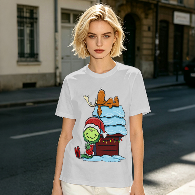 Grinch and Max Christmas Doghouse Graphic T-Shirt