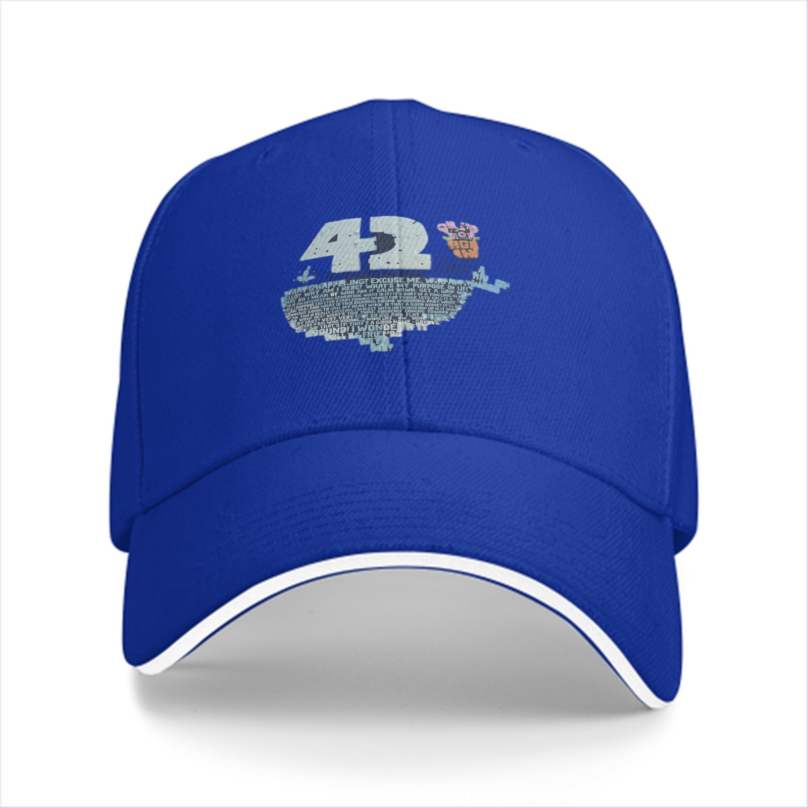 Black baseball cap with 42 and whale graphic print