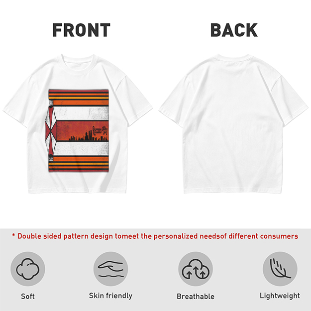 Olive T-Shirt With Retro Striped City Skyline Graphic Print