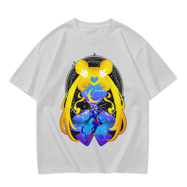 Olive T-Shirt with Sailor Moon Themed Graphic Print