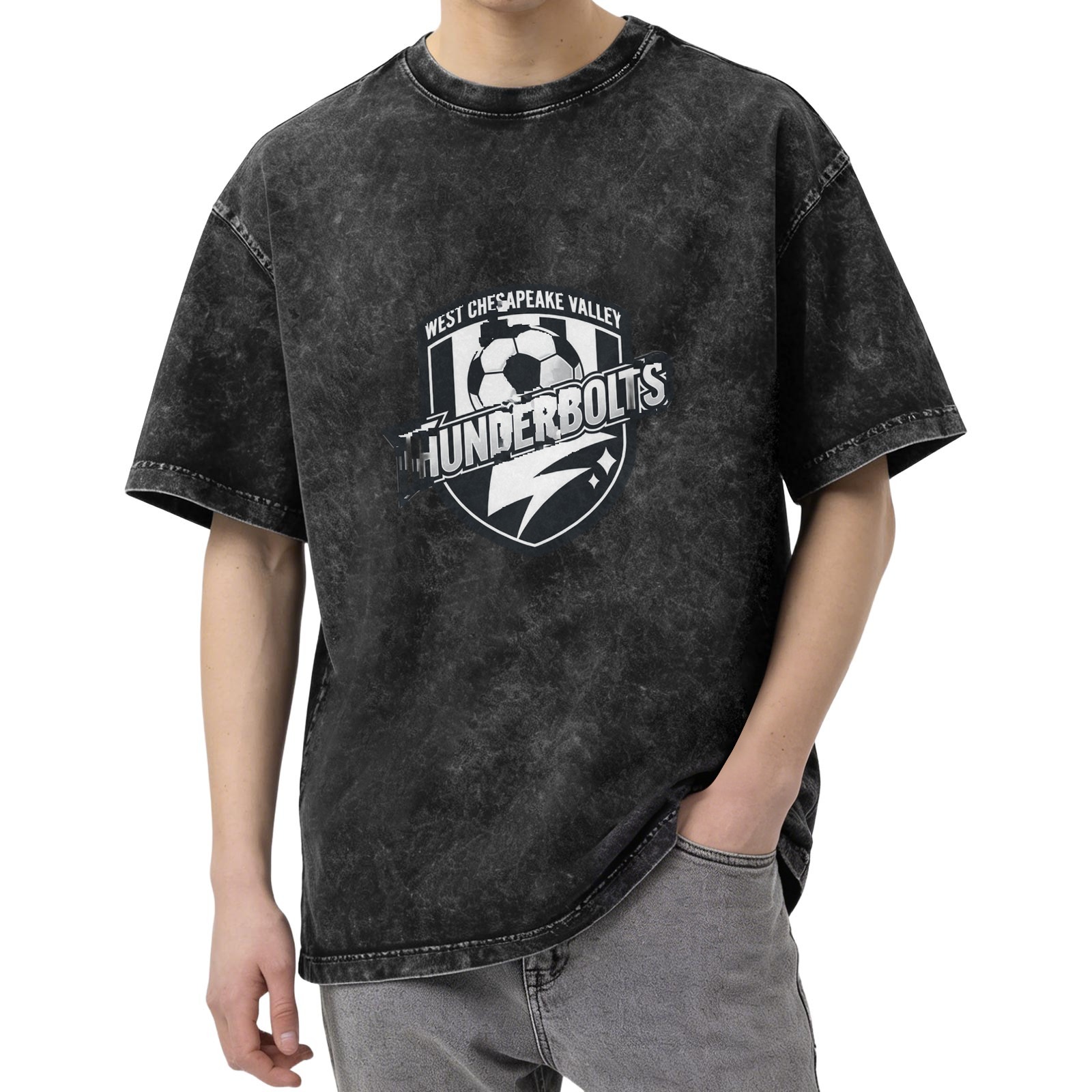 West Chesapeake Valley Thunderbolts Soccer Logo Acid Wash T-Shirt