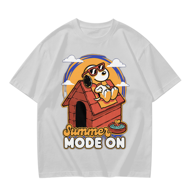 Olive t-shirt with Snoopy summer mode on graphic design
