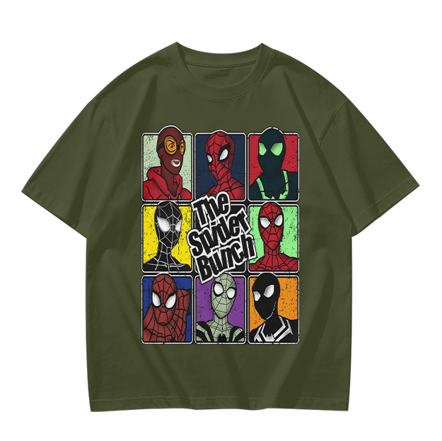 Olive T-Shirt Featuring The Spider Bunch Multiverse Character Art