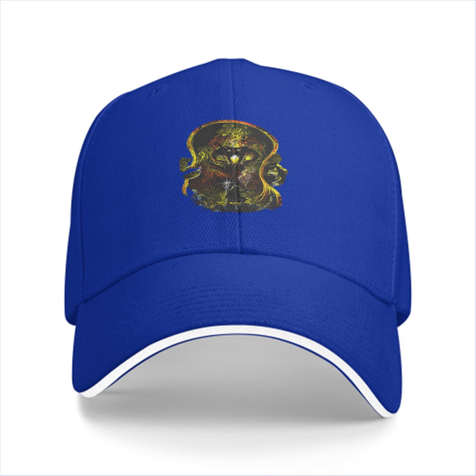 Black Baseball Cap With Abstract Golden Artwork Print