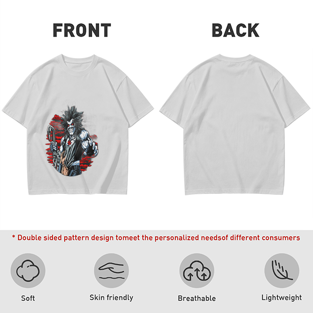 Olive T-shirt with Lobo Comic Character Graphic Print