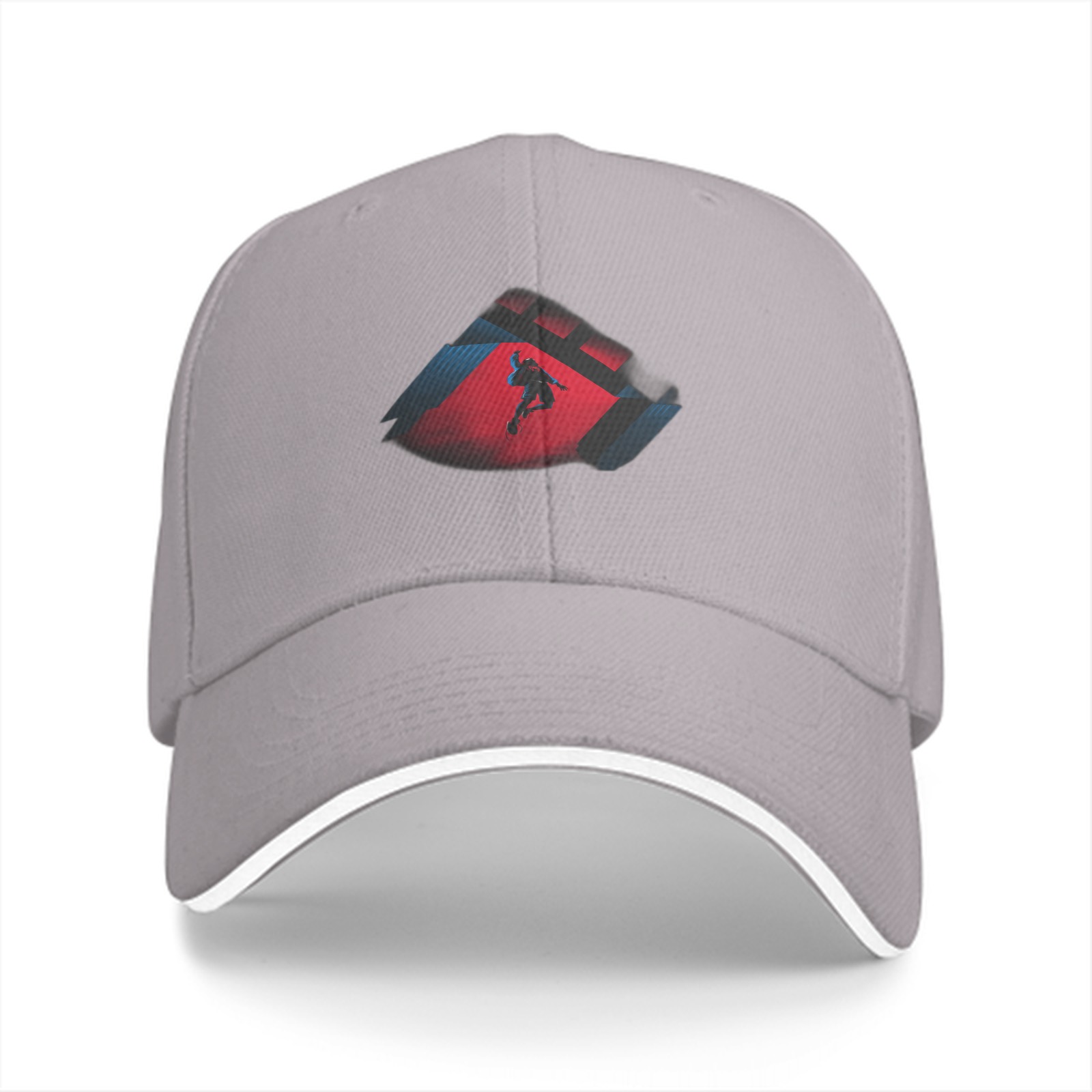 Black Baseball Cap With Action Silhouette Graphic Print