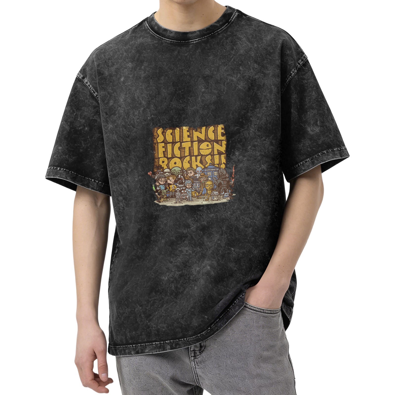 Science Fiction Rocks! Vintage Wash Graphic T-Shirt
