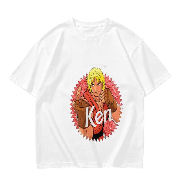 Olive T-shirt with Street Fighter Ken Graphic Print